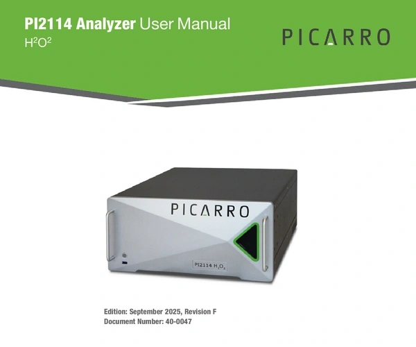 PI2114 Analyzer User Manual (H2O2) | Picarro